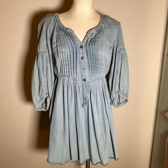 2two denim dress with sleeves, pockets and buttons - Picture 1 of 3